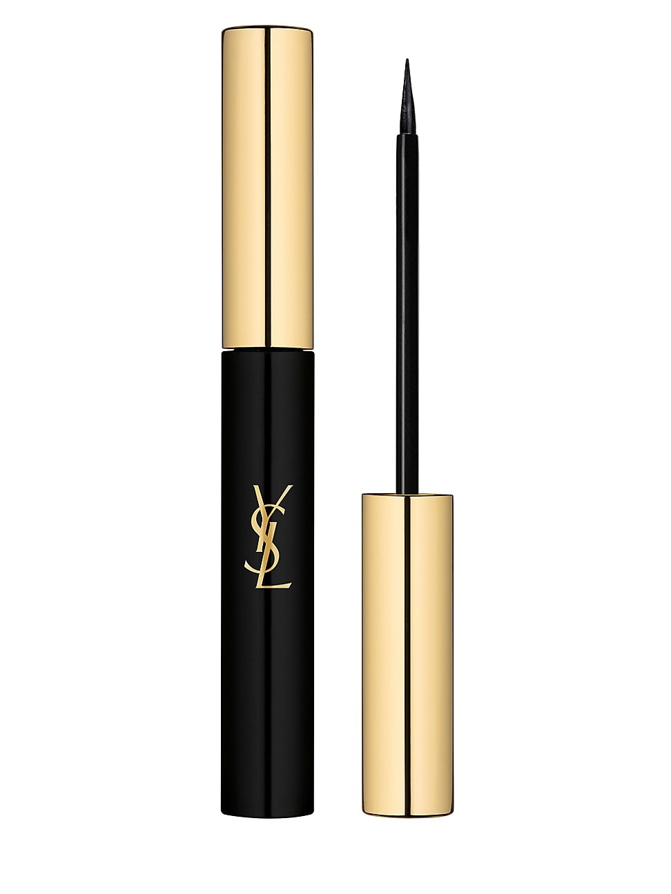 Yves Saint Laurent Couture Liquid Eyeliner in #1 Noir Minimal Mat, featuring a sleek black tube with gold accents and a fine-tip applicator for precise application.