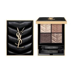Yves Saint Laurent Couture Mini Clutch in multi-color features a quilted black leather exterior with a prominent gold YSL logo and a sleek, compact design.