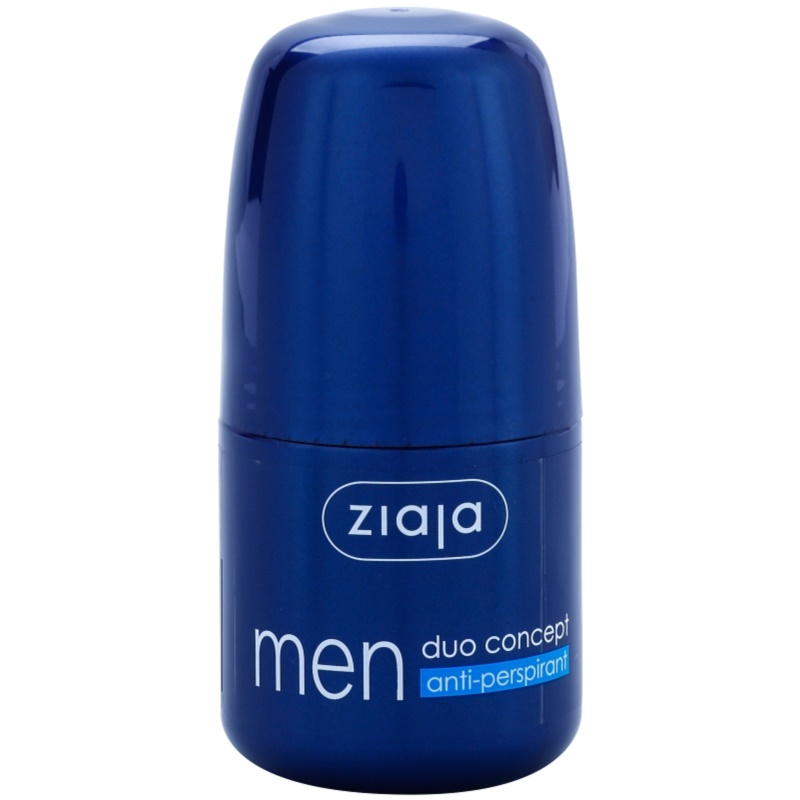 Ziaja Men Anti-Perspirant in a 60ml blue plastic roll-on bottle, featuring a sleek design with a white label and blue text highlighting its anti-perspirant properties.