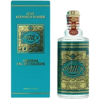 Clear glass bottle with ornate gold and teal label, matching teal box, "4711 Original Eau De Cologne 50ml" by 4711.