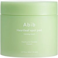 Light green jar of Abib Heartleaf Spot Pad Calming Touch, 120 ml, with white text and smooth matte finish.