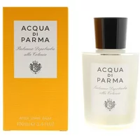 Acqua Di Parma Colonia Aftershave Balm 100ml, frosted glass bottle with black cap, next to orange box.