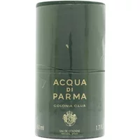 Dark green cylindrical bottle of Acqua Di Parma Colonia C.L.U.B Eau De Cologne, 50ml, with gold text and emblem.