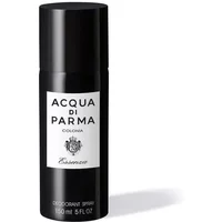 Black Acqua Di Parma Colonia Essenza deodorant spray, 150ml, with white label and black text.