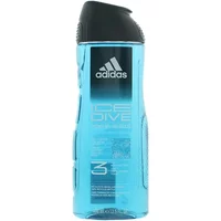 Adidas Ice Dive Shower Gel 400ml, blue bottle with black cap and white logo.