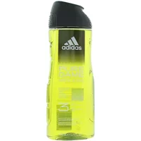 Adidas Pure Game Shower Gel 400ml, neon yellow bottle with black flip cap and Adidas logo.