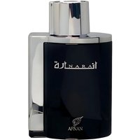 Afnan Inara Black Eau de Parfum, 100ml, sleek black bottle with silver cap and Arabic script.