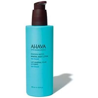 Ahava Deadsea Water Mineral Sea-Kissed Body Lotion 250ml, turquoise bottle with black pump dispenser.