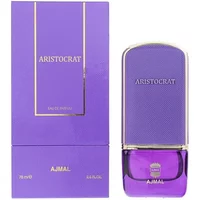 Purple Ajmal Aristocrat For Her Eau De Parfum 75ml bottle with gold accents, matching purple box with gold text.
