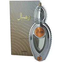 Ajmal Wisal Eau De Parfum 50ml, silver teardrop-shaped bottle with gold accents, ornate cap, and elegant box.