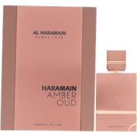 Al Haramain Amber Oud Tobacco Edition Eau de Parfum, 60ml, in a sleek bronze rectangular bottle with matching box.