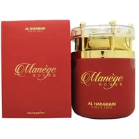 Al Haramain Manege Rouge Eau De Parfum 75ml, red bottle with gold accents, matching red box with gold text.
