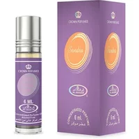 Al-Rehab Sandra Roll-On Oil 6ml, purple bottle with silver cap, matching purple box with orange gradient design.