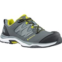 Gray Albatros Ultratrail Low Safety Shoe, lime accents, black toe cap, size 11, by Footsure Western Limited.