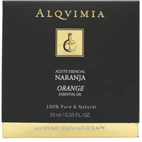 Alqvimia Orange Essential Oil 10ml in a black box with gold accents and elegant typography.