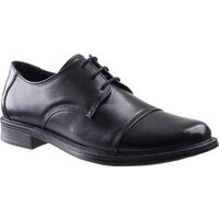 Black leather Amblers Bristol lace-up shoe with cap toe and low heel.