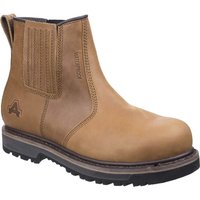 Brown leather Amblers Mens Safety As232 boots with elastic side panels and rugged black sole.