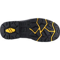Black and yellow sole of Amblers Safety As305C Winsford boot, rugged tread pattern for grip and durability.