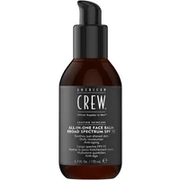Black pump bottle of American Crew All-In-One Face Balm SPF 15, 150ml, with white text and sleek design.
