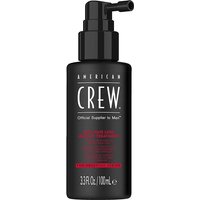 Black American Crew Anti-Hair Loss Leave-In Treatment bottle with spray nozzle, 100ml, red and white text.