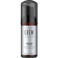 Dark brown bottle with black cap, labeled "American Crew Beard Foam Cleanser" in silver, 70ML size.