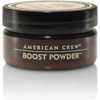 American Crew Boost Powder 10g in a round, dark brown jar with a black lid and white text.