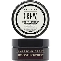 American Crew Boost Powder 20g, black round container with white label, bold black text, and twist-off lid.