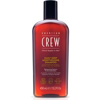 Brown bottle of American Crew Daily Deep Moisturizing Shampoo, 450ml, with black cap and orange label text.