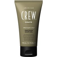 Olive green tube of American Crew Precision Shave Gel, 150ml, with white text and black flip-top cap.