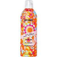 Amika Perk Up Dry Shampoo Jumbo 339ml in vibrant orange, pink, and blue floral-patterned bottle with white cap.