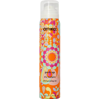 Amika Perk Up Dry Shampoo Travel Size 64ml with vibrant floral orange and pink design, white cap.