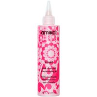 Amika Reset Pink Charcoal Scalp Cleansing Oil in a pink bottle with floral design and pointed nozzle, 200ml.