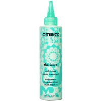 Turquoise Amika The Kure Multitask Repair Treatment bottle with floral design and pointed cap, 200ml.