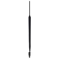 Black dual-ended applicator with a flat spatula on one end and a spoolie brush on the other for brow styling.