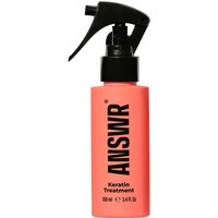 ANSWR At-Home Keratin Treatment in a coral spray bottle with black nozzle, 100ml capacity.