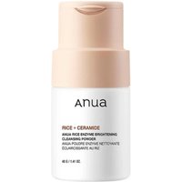 Anua Rice Enzyme Brightening Cleansing Powder 40g in a white bottle with a beige cap and minimalist design.