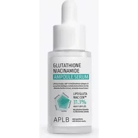 APLB Glutathione Niacinamide Ampoule Serum, white bottle, dropper cap, teal label accents, 40ml size.