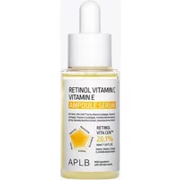 APLB Retinol Vitamin C Vitamin E Ampoule Serum in clear bottle with dropper, yellow liquid, 40ml label.