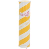 Yellow and white striped cylindrical bottle of Aquolina Pink Sugar Creamy Sunshine Eau de Toilette Spray 100ml.
