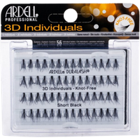Ardell Duralash 3D Individuals Short Black false eyelashes in clear packaging with multiple lash clusters.