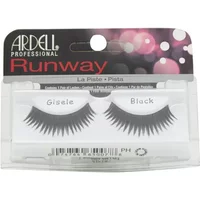 Ardell Runway Gisele black eyelashes with dramatic volume, sleek packaging with pink and black design.