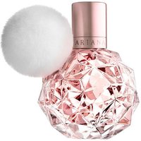 Pink faceted perfume bottle with rose gold cap and white pom-pom, Ariana Grande Ari Eau de Parfum Spray 30ml.