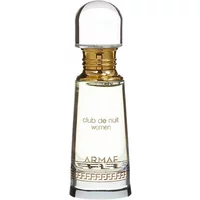 Armaf Club De Nuit 20ml non-alcoholic perfume oil in clear glass bottle with gold accents and round cap.