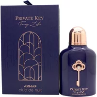 Armaf Club De Nuit Private Key perfume, 100ml, dark blue bottle with rose gold cap and key design, matching box.