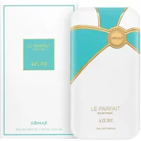 White and turquoise Armaf Le Parfait Azure perfume bottle with gold accents, 200ml.