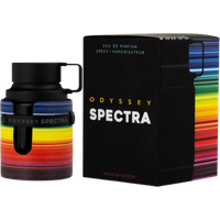 Armaf Odyssey Spectra Rainbow Edition Eau de Parfum, 60ml, with vibrant rainbow-striped bottle and black cap.