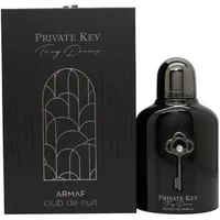 Armaf Private Key To My Dreams perfume, black bottle with key design, next to matching black box.