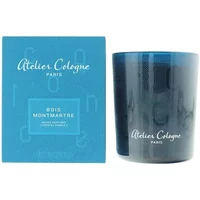 Atelier Cologne Bois Montmartre Candle 180g in blue glass jar with matching blue box.