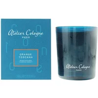 Blue Atelier Cologne Orange Toscana candle with matching box, featuring elegant white lettering.