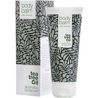 Australian Bodycare Body Balm 200ml tube with leaf pattern, tea tree oil label, and matching box.